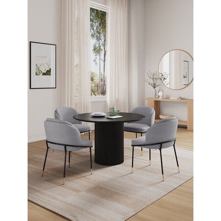 Manhattan Comfort Round Dining Set of 5, 47.24 in L, American Solid Ash Wood, Black 4-DT03DC052-GY